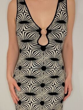 House of Harlow 1960 Black and White Geometric Bodycon Dress
